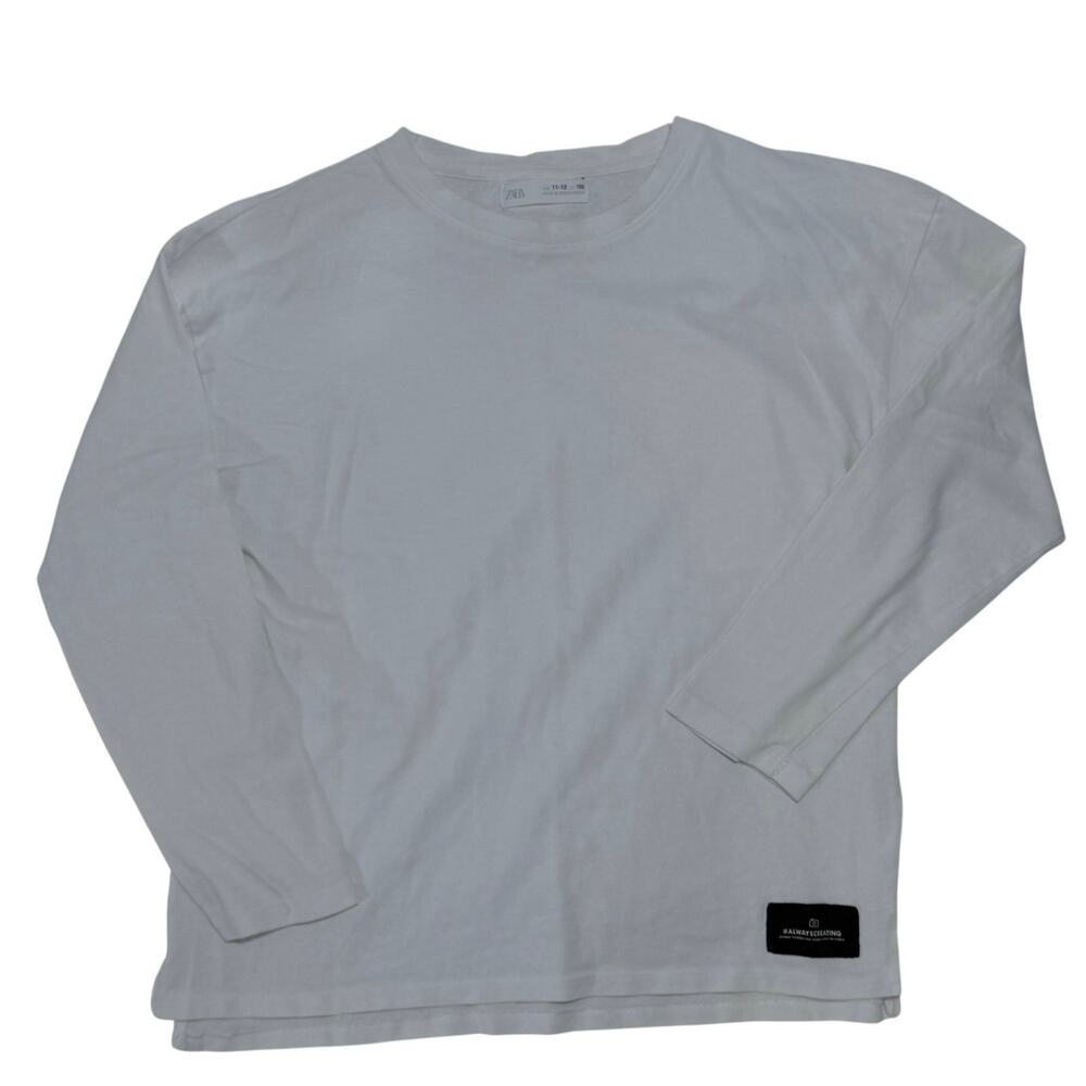 ZARA Long-sleeve Tee/Shirt White Cotton Boys 11-12 Years